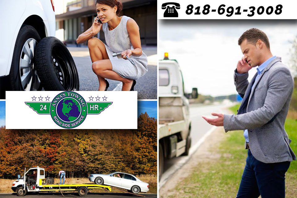 Don’t-Get-Taken-Use-the-Right-Van-Nuys-Towing-Service A collage of pictures with the words " 8 1 8-6 9 1-3 0 5 7 ".