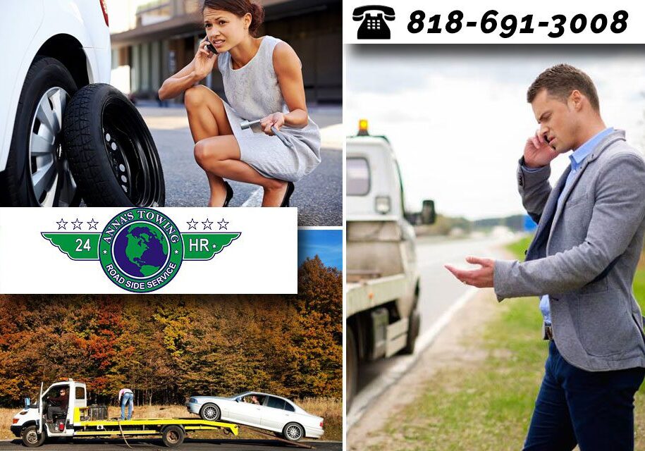 Don’t-Get-Taken-Use-the-Right-Van-Nuys-Towing-Service A collage of pictures with the words " 8 1 8-6 9 1-3 0 5 7 ".