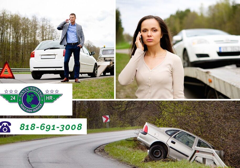 Keep-Your-Vehicle-Safe-with-Canoga-Park-Towing-Services A collage of photos with cars and people on the side.