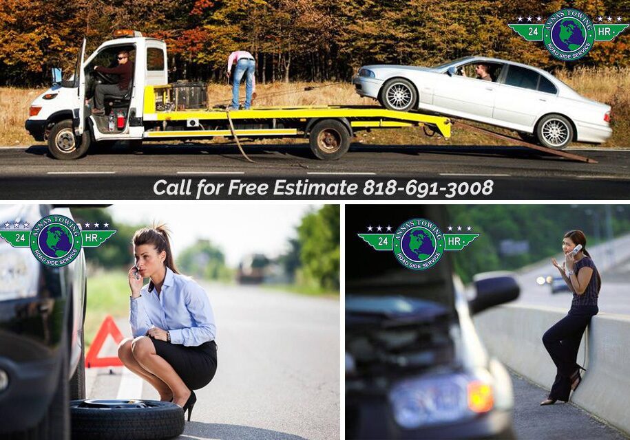 Know-Whom-to-Call-for-Granada-Hills-Towing A collage of photos with the words call for free estimate 8 1 9-6 9 5-3 0 0 8